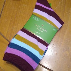 Kate Spade 3 Pair Multicolor Striped/Polka Dot Crew Socks. NWT